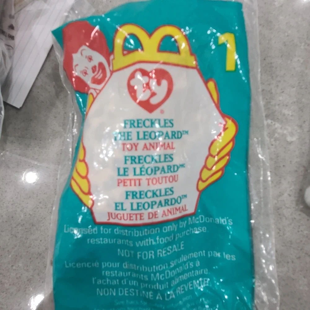 McDonald's TY Beanie Baby #1 Freckles The Leopard, New in Sealed Bag
